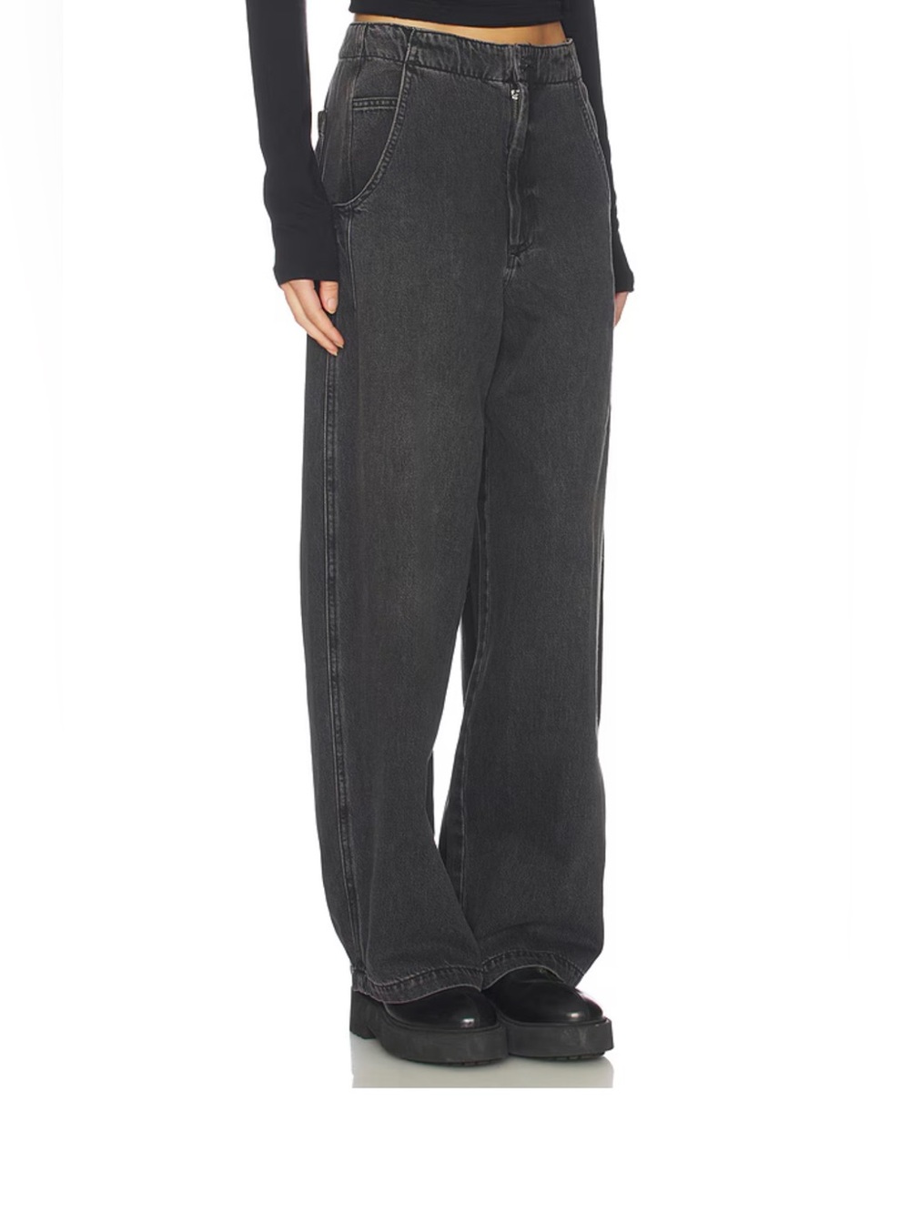 Pistola Lottie High Rise Relaxed Bowed Leg Jeans Size 26 NWT Black Wash